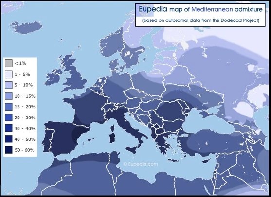 European Admixture DNA heat map